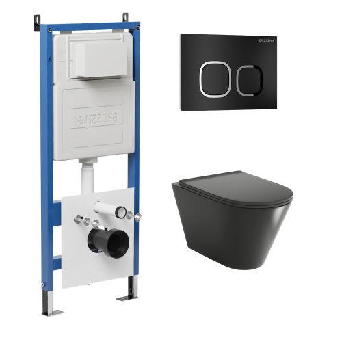 Инсталляция + кнопка смыва + унитаз Grossman Cosmo 97.4477BMSQ.02.210