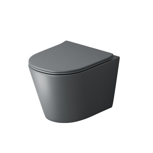 Унитаз подвесной Grossman Торнадо GR-4477GMSQ серый с сиденьем микролифт безободковый смыв торнадо