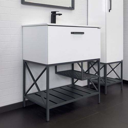 Тумба с раковиной Comforty Бредфорд 00-00013442CF 80х50 напольная цвет белый