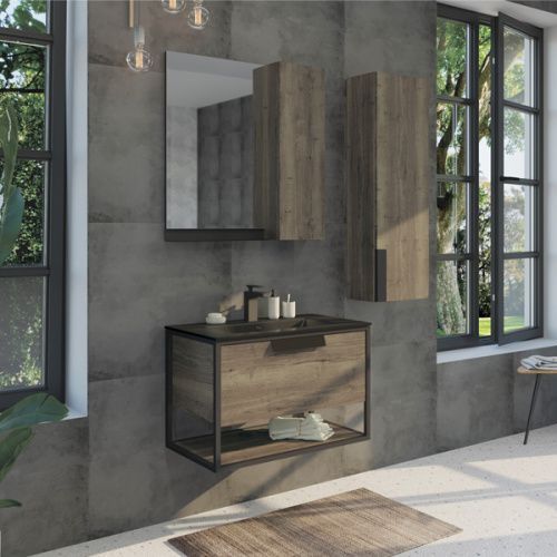 Тумба с раковиной Comforty Бонн 00-00001936CF 80х50 подвесная цвет коричневый