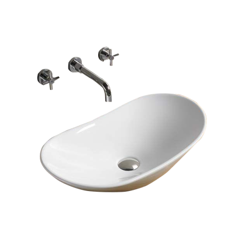 Раковина из сантехнического фаянса Velvex 7811A 60х40 накладная цвет белый без отверстий под смеситель