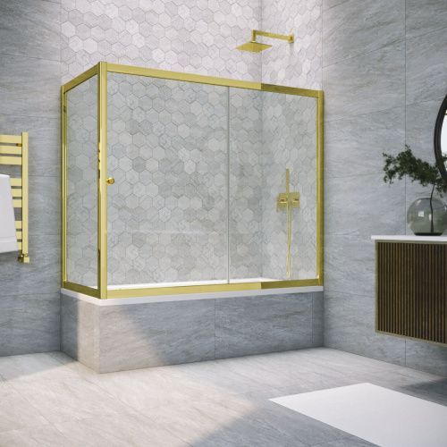 Душевая шторка на ванну Vegas-Glass ZV+ZVF TUR+NOVO ZV+ZVF TUR NOVO 190*90 09 crystalvision 190х140 стекло прозрачное профиль золото ориентация универсальная