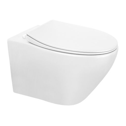 Унитаз подвесной Azario Keras AZ-99046W белый с сиденьем микролифт безободковый каскадный смыв