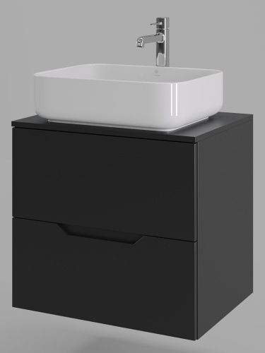 Тумба с раковиной Orange Line Li-60TubMDF+B05-500W 60х50 подвесная цвет черный