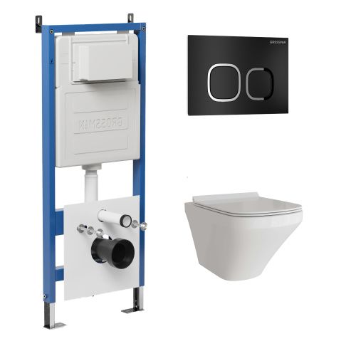 Инсталляция + кнопка смыва + унитаз Grossman Cosmo 97.4440S.02.210