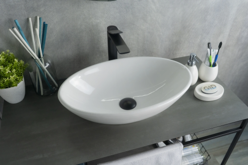 Раковина керамическая Gid Lago 51109 50х30 накладная цвет белый без отверстий под смеситель