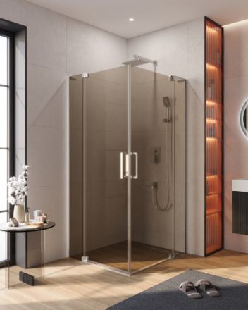 Душевой уголок Cezares SLIDER SLIDER-A-2-100/110-BR-Cr 100х100 стекло тонированное профиль хром без поддона