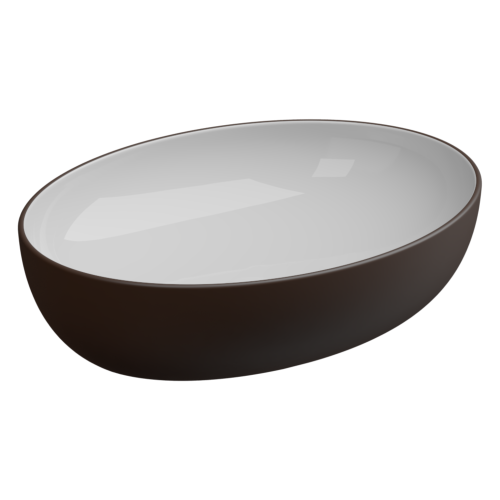 Раковина керамическая GSG Ceramic Design Easy EALAVOV55BI000/035 60х40 накладная цвет белый/коричневый без отверстий под смеситель