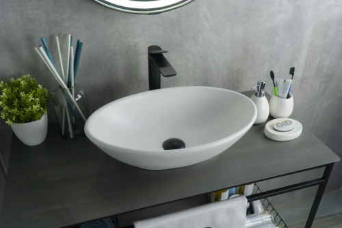 Раковина керамическая Gid Lago 51193 50х30 накладная цвет белый без отверстий под смеситель