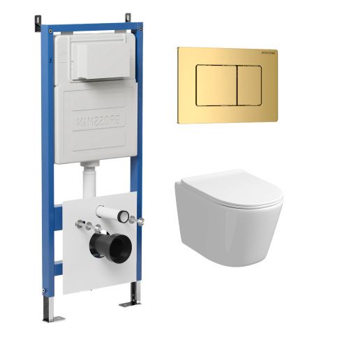 Инсталляция + кнопка смыва + унитаз Grossman Classic 97.4477S.04.30M