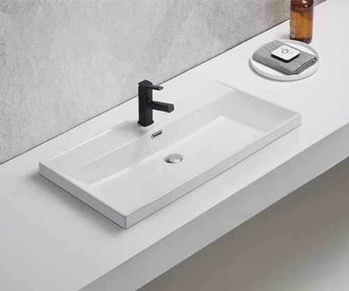 Раковина керамическая Gid Integrado 71167 80х50 встраиваемая цвет белый 1 отверстие под смеситель