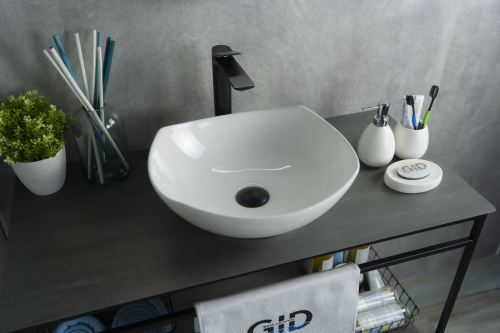 Раковина керамическая Gid Creativo 51191 40х40 накладная цвет белый без отверстий под смеситель