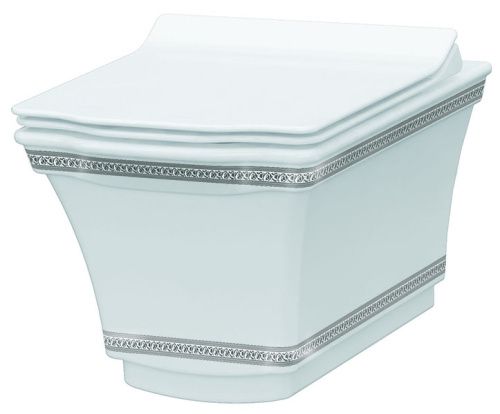 Чаша унитаза подвесная Boheme Hermitage 951-CR цвет белый без сиденья безободковый