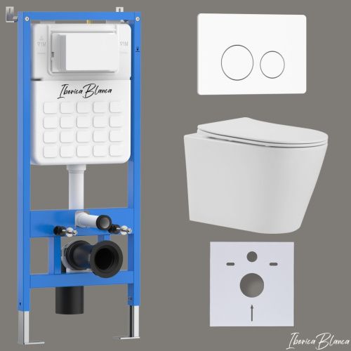 Комплект унитаз с инталляцией и клавишей смыва Iberica Blanca BURGOS ALTO IB001.BRA.231.811