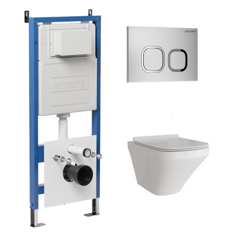 Инсталляция + кнопка смыва + унитаз Grossman Cosmo 97.4440S.02.110