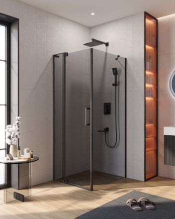 Душевой уголок Cezares SLIDER SLIDER-AH-1-90-70/80-GRIGIO-NERO 90х70 стекло тонированное профиль черный без поддона