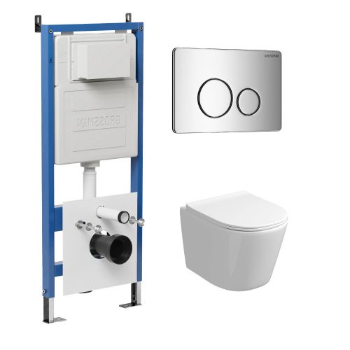 Инсталляция + кнопка смыва + унитаз Grossman Style 97.4477S.05.10M