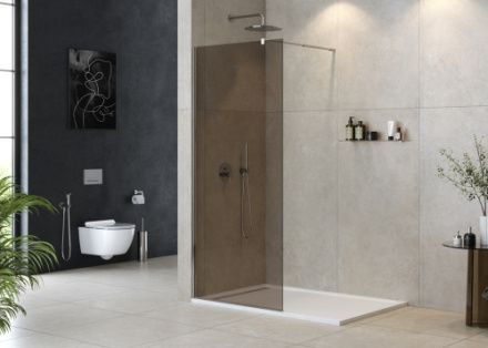 Душевая перегородка Cezares LIBERTA LIBERTA-L-1-90-BR-Cr 90х195 стекло тонированное профиль хром