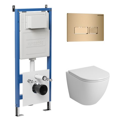Инсталляция + кнопка смыва + унитаз Grossman Pragma 97.4455S.03.310