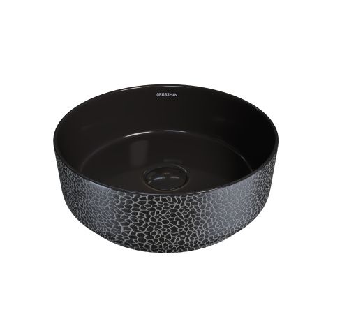 Раковина из сантехнического фаянса Grossman Color GR-5010BBL 40х40 накладная цвет черный без отверстий под смеситель