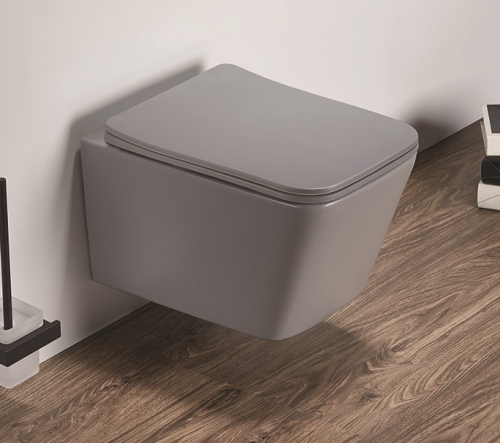 Унитаз подвесной CeramaLux 5170MH светло-серый с сиденьем микролифт каскадный смыв