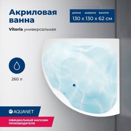 Ванна акриловая Aquanet Vitoria 00205371 135х135 угловая четверть круга с каркасом
