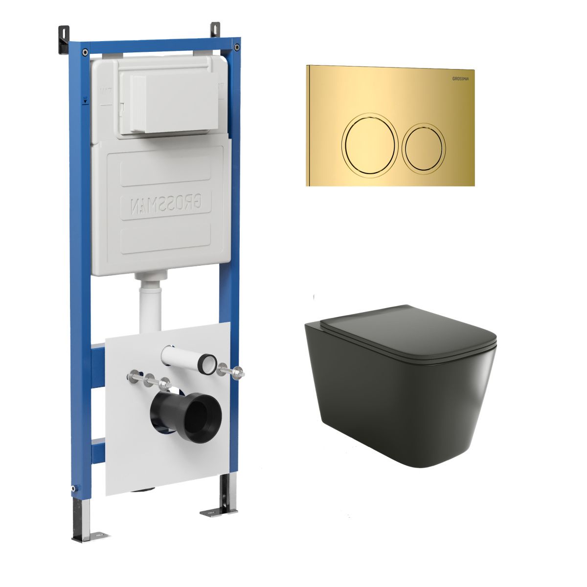 Инсталляция + кнопка смыва + унитаз Grossman Galaxy 97.4441BMS.01.300