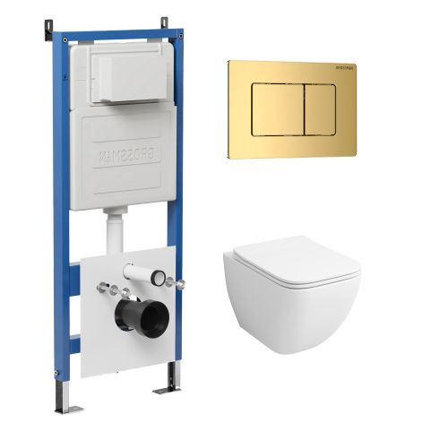 Инсталляция + кнопка смыва + унитаз Grossman Classic 97.4447S.04.30M