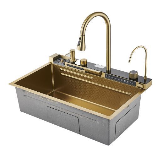 Кухонная мойка Savol S-SC001C 75х45 цвет золото поверхность матовая