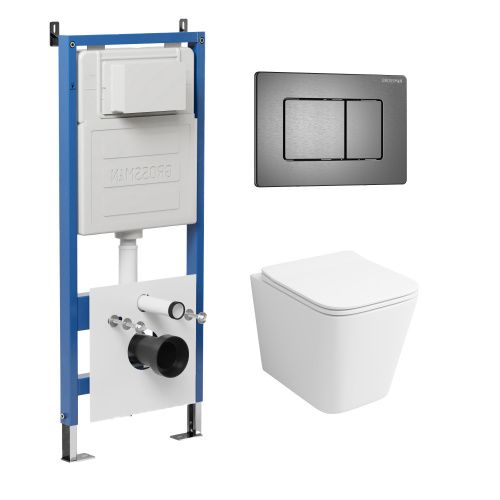 Инсталляция + кнопка смыва + унитаз Grossman Classic 97.4441S.04.42M