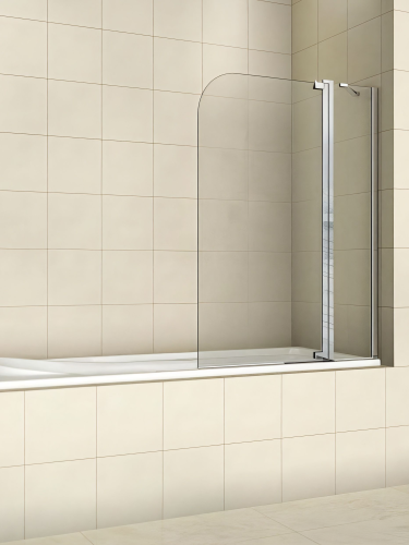 Душевая шторка на ванну WeltWasser WW100 10000001223 100х140 стекло прозрачное профиль хром ориентация универсальная