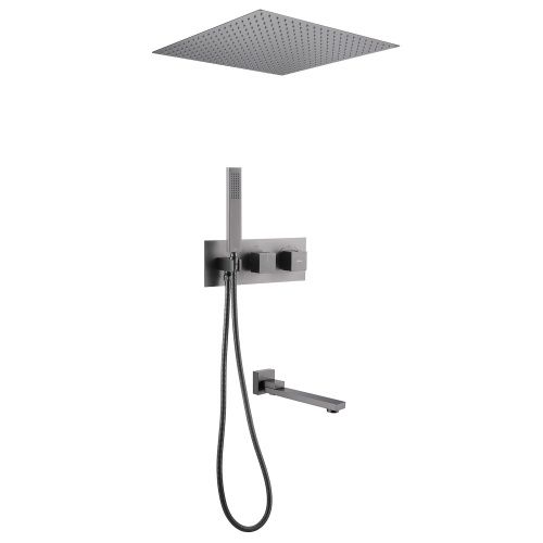 Душевая система Abber AF8254NG встраиваемая в стену цвет серый с термостатом
