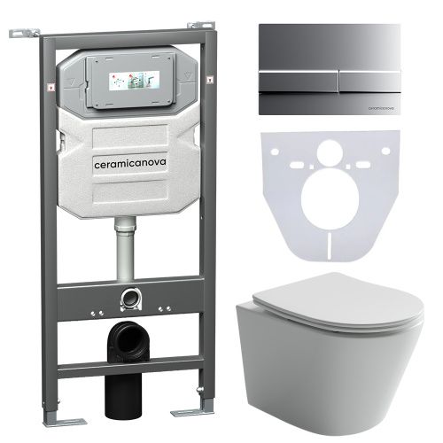 Инсталляция с кнопкой + унитаз + шумоизоляция Ceramica Nova CN6000_1002M_1000