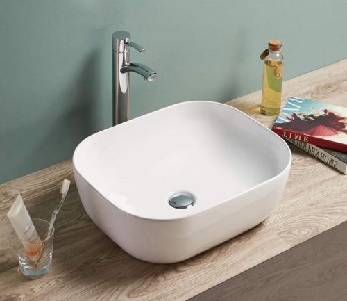 Раковина из сантехнического фаянса CeramaLux 78105 50х30 накладная цвет белый без отверстий под смеситель