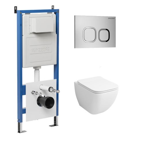 Инсталляция + кнопка смыва + унитаз Grossman Cosmo 97.4447S.02.110