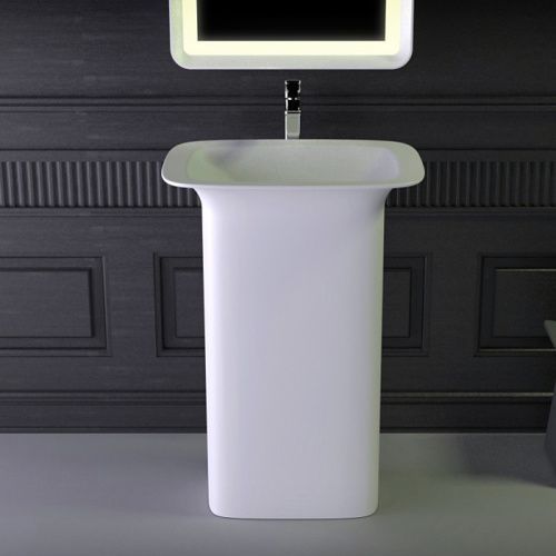 Раковина из искусственного камня Knief Glam 0600-082-01 60 см напольная цвет белый без отверстий под смеситель