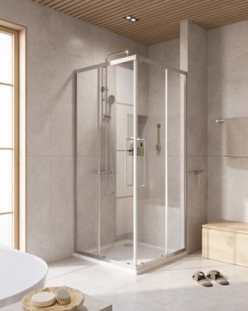 Душевой уголок Cezares RELAX 304 RELAX-304-A-2-100-C-CR 100х100 стекло прозрачное профиль хром без поддона