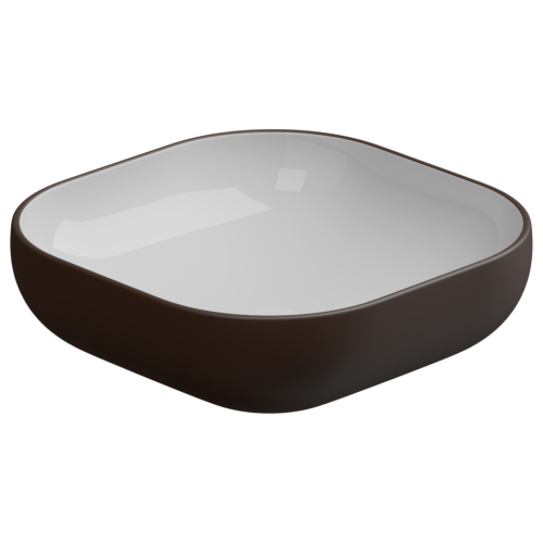 Раковина керамическая GSG Ceramic Design Easy EALAVQU45BI000/035 50х50 накладная цвет белый/коричневый без отверстий под смеситель