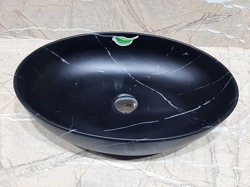 Раковина из сантехнического фаянса CeramaLux 78166MBM 50х40 накладная цвет черный без отверстий под смеситель