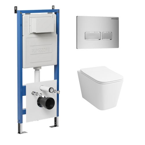Инсталляция + кнопка смыва + унитаз Grossman Pragma 97.4441S.03.110