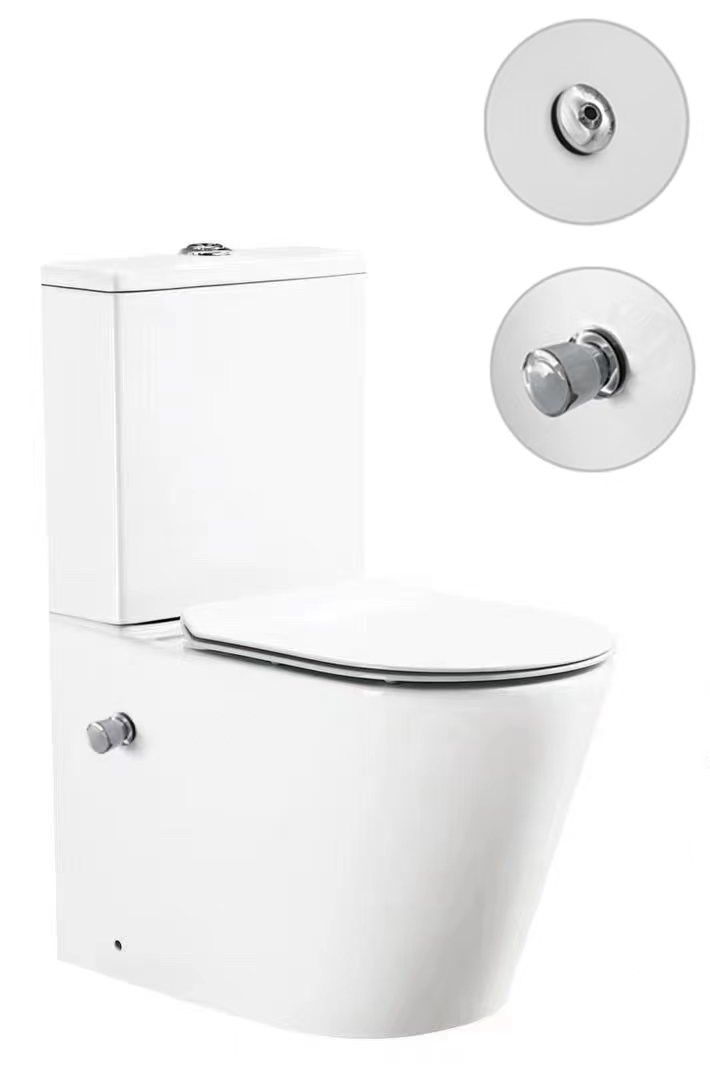 Унитаз напольный с бачком SantiLine SL-5014SM-BD цвет белый с сиденьем микролифт безободковый смыв воронка-водоворот