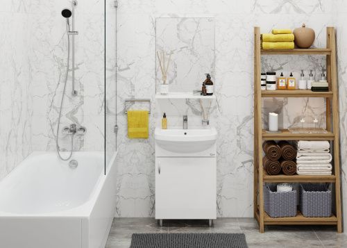 Комплект мебели: тумба с раковиной + зеркало Onika ЭКО 105205 50х40 напольный цвет белый