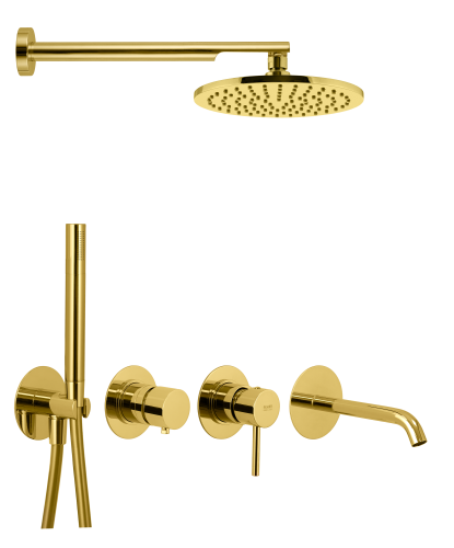 Душевая система Remer X Style X96D3SETDO встраиваемая в стену цвет золото