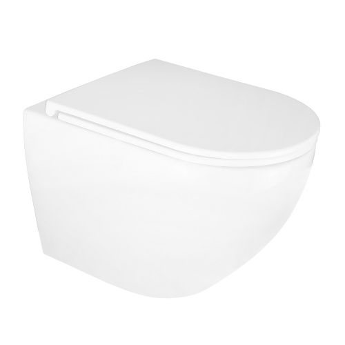 Унитаз подвесной Azario Navio AZ-0074 белый с сиденьем микролифт безободковый каскадный смыв