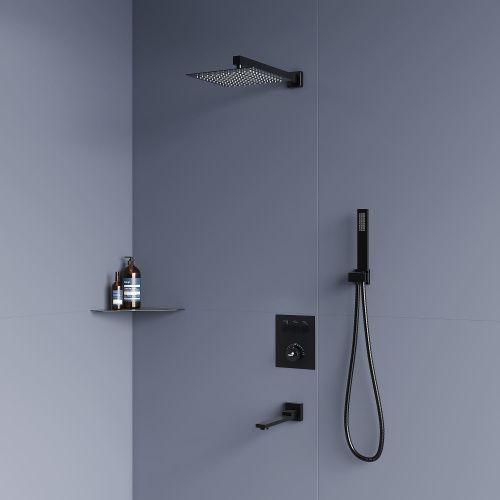 Душевая система RGW Shower Panels 511408371-04 встраиваемая в стену цвет черный с термостатом