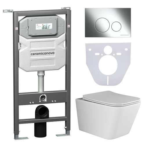 Инсталляция с кнопкой + унитаз + шумоизоляция Ceramica Nova CN3007_1001CH_1000