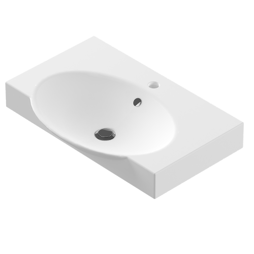 Раковина керамическая Sanita Luxe Infinity WB.FN/Infinity/65-C/WHT.G/S1 70х40 накладная цвет белый 1 отверстие под смеситель