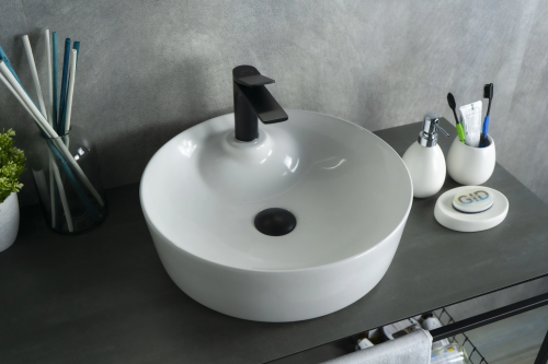 Раковина керамическая Gid Esfera 51181 40х40 накладная цвет белый 1 отверстие под смеситель