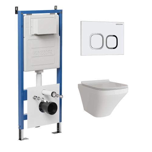 Инсталляция + кнопка смыва + унитаз Grossman Cosmo 97.4440S.02.000