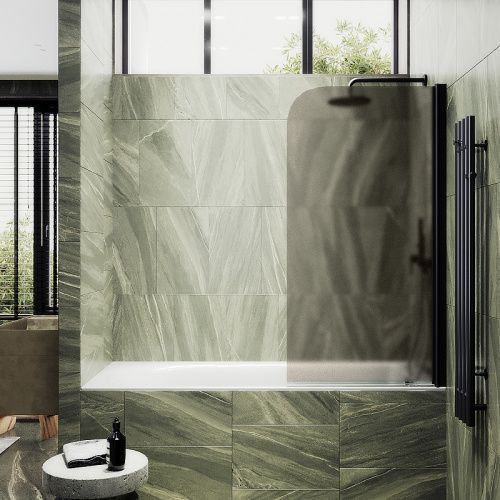 Душевая шторка на ванну Maybah Glass MGV-625-6 80х140 стекло тонированное профиль черный ориентация универсальная